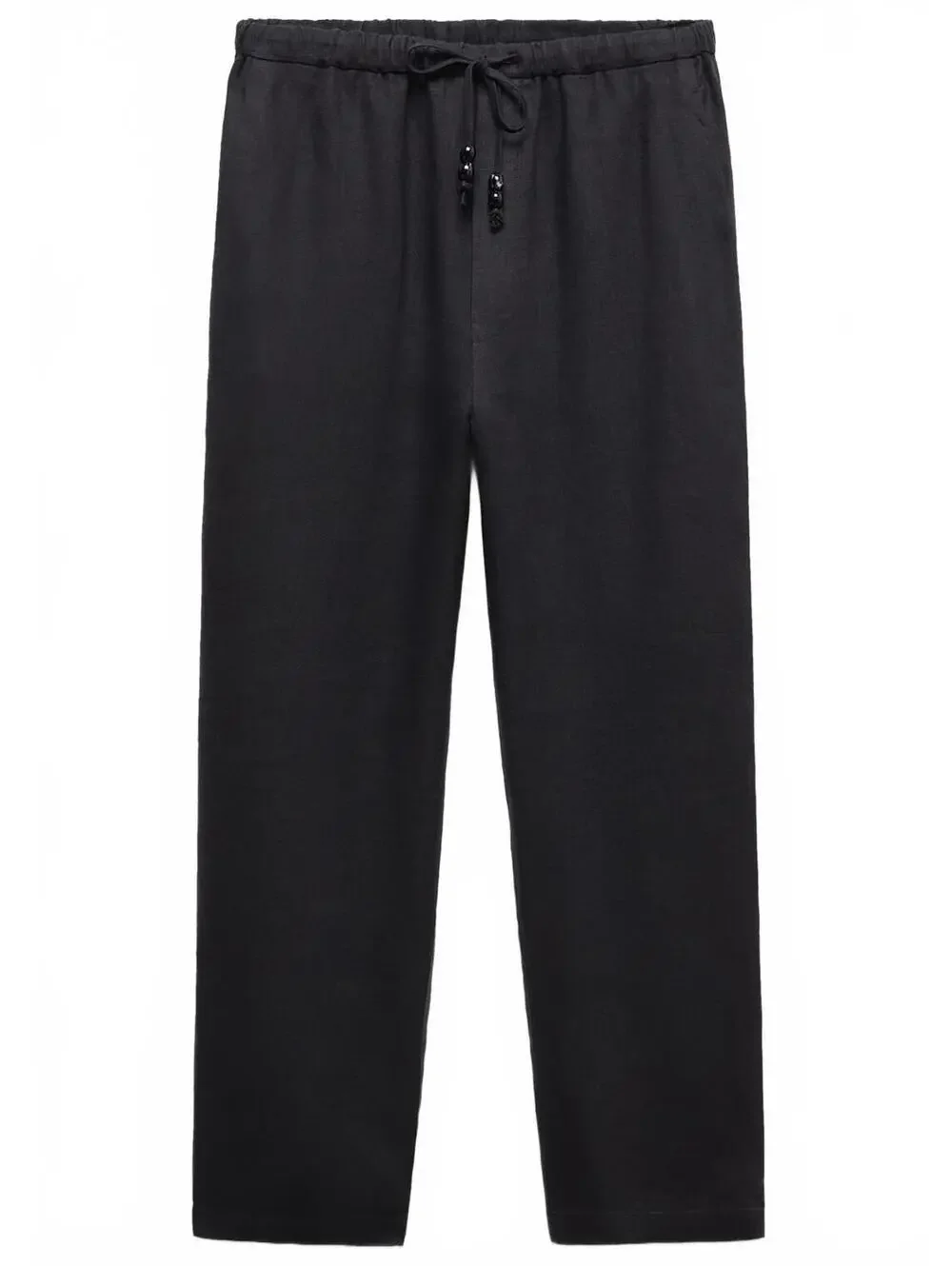 Mango Linen Pants with Drawstring Black Size Small